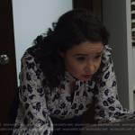 Marissa’s white floral print blouse on The Good Fight