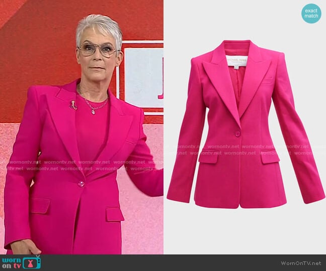 Michael Kors Georgina One-Button Wool Blazer in Fuchsia worn by Jamie Lee Curtis on Today