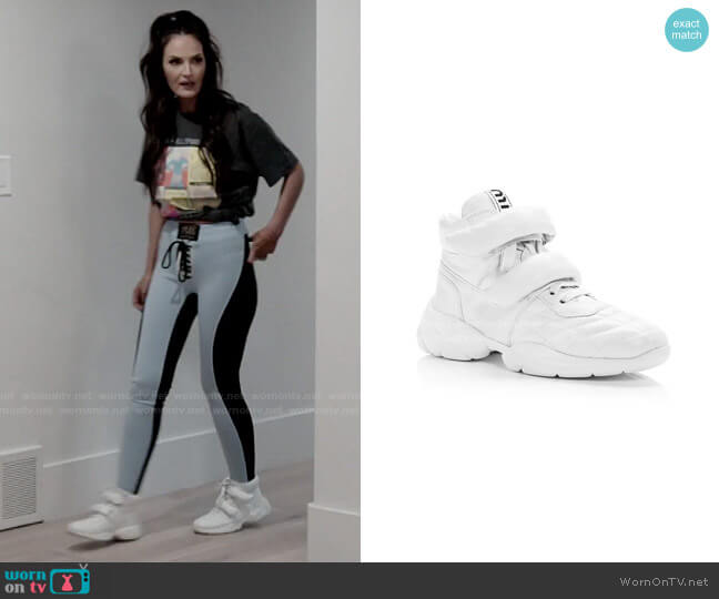 Miu Miu Nappa Leather High Top Sneakers worn by Lisa Barlow on The Real Housewives of Salt Lake City