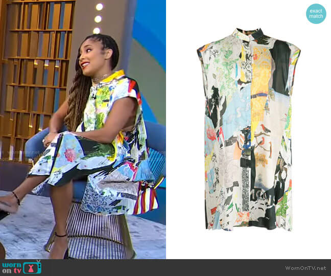 Monse Collage-Print Sleeveless Shirt worn by Amanda Seales on Good Morning America