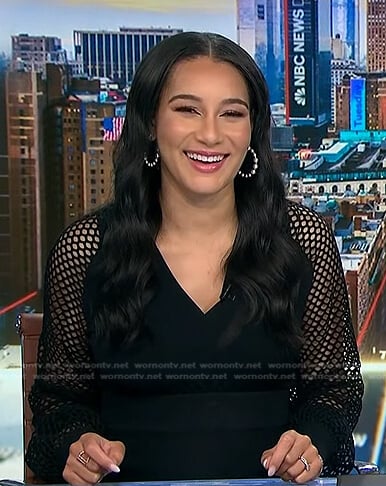 Morgan’s black mesh sleeve top on NBC News Daily