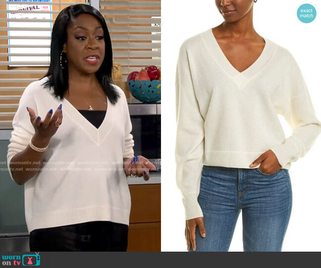 Naadam Dropped Shoulder Cashmere Sweater worn by Tina Butler (Tichina Arnold) on The Neighborhood