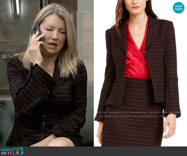 Nanette Lepore Striped Tailored Blazer worn by Nina Reeves (Cynthia Watros) on General Hospital