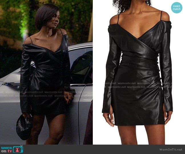 Nanushka Moha Vegan Leather Wrap Dress worn by Jax Stewart (Emayatzy Corinealdi) on Reasonable Doubt