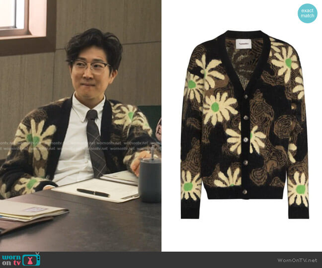 Nanushka Taiki Intarsia-Knit Cardigan worn by Daniel Kim (Tim Jo) on Reasonable Doubt