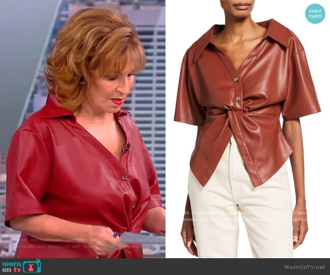 Nanushka Thora Vegan-Leather Short-Sleeve Top worn by Joy Behar on The View