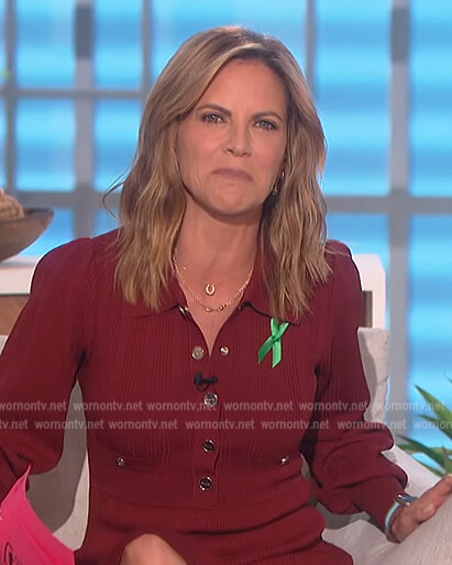 Natalie’s burgundy’s knitted mini dress on The Talk