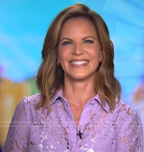 Natalie Morales’s purple lace shirt on CBS Mornings