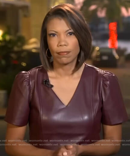 Nikole Killion’s burgundy leather top on CBS Saturday Morning