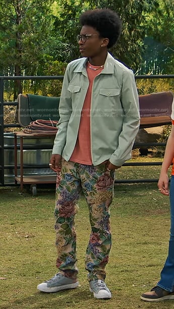 Noah’s floral pants on Bunkd