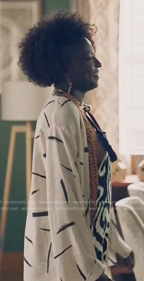 Nova’s black and white printed overalls on Queen Sugar