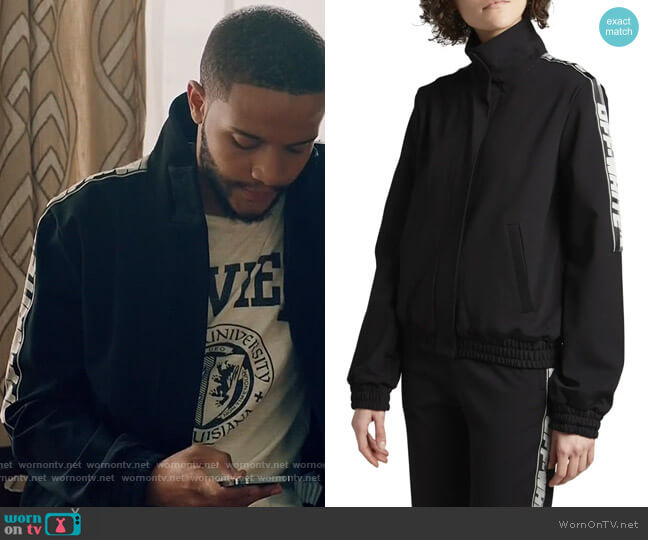 Off-White Logo-Stripe Track Jacket worn by Micah West (Nicholas L. Ashe) on Queen Sugar