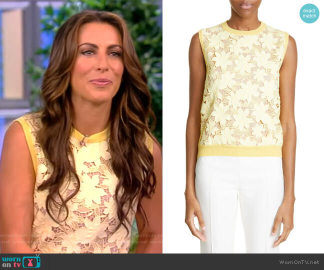 Oscar de la Renta Tiger Lily Guipure Lace Insert Top worn by Alyssa Farah Griffin on The View