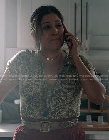 Padma’s green printed top on The Resident