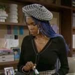 Paris’s black v-neck cardigan and houndstooth skirt on The Bold and the Beautiful