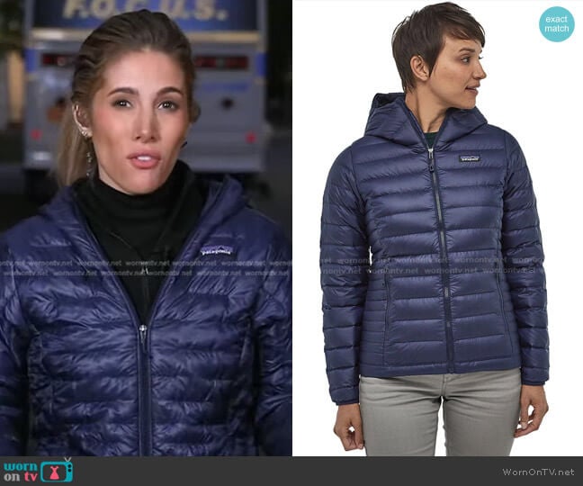 Patagonia Down Sweater Full-Zip Hooded Jacket worn by Elwyn Lopez on Good Morning America