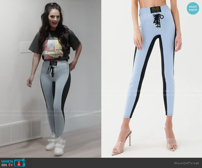 P.E Nation Newton Legging in Cerulean & Black worn by Lisa Barlow on The Real Housewives of Salt Lake City