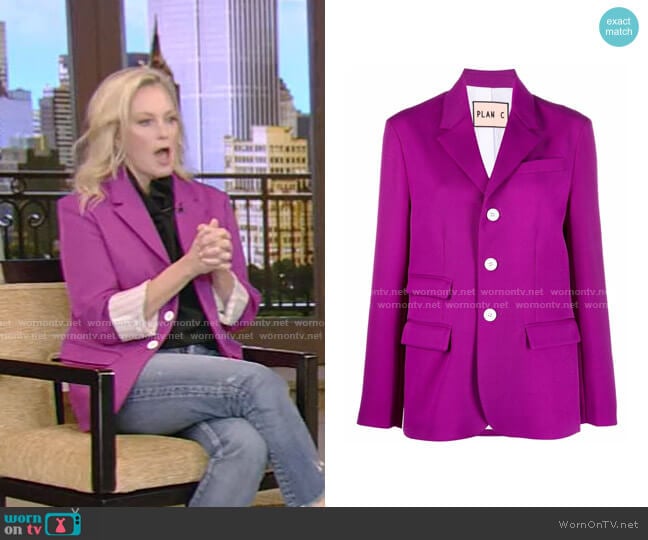 Plan C Single-Breasted Cotton-Blend Blazer worn by Ali Wentworth on Live with Kelly and Mark