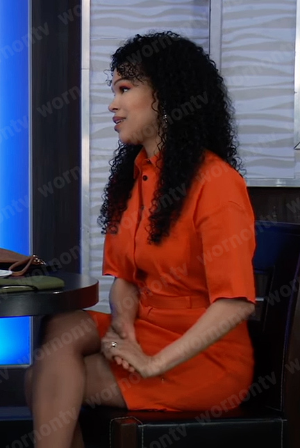 Portia’s orange cotton shirtdress on General Hospital