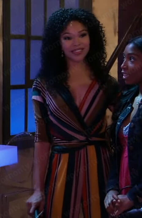 Portia’s striped jumpsuit on General Hospital