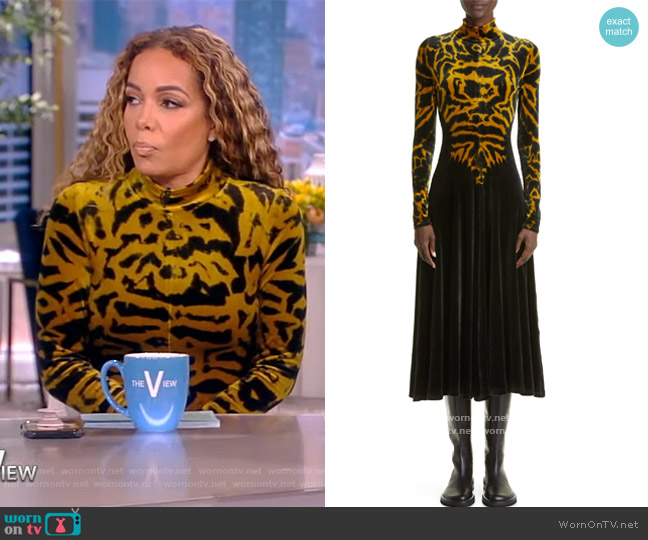Proenza Schouler Mock-Neck Tie-Dyed Velvet Midi Dress worn by Sunny Hostin on The View