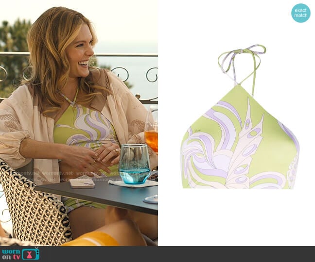 Pucci Farfalle-print bikini top worn by Daphne (Meghann Fahy) on The White Lotus
