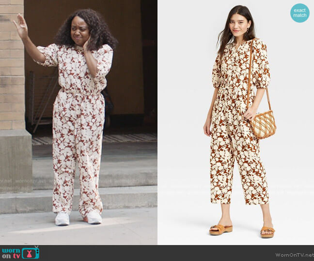 Target Puff 3/4 Sleeve Jumpsuit worn by Janine Teagues (Quinta Brunson) on Abbott Elementary