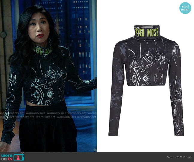 Pyer Moss x Reebok RCPM Logo Turtleneck Cropped Top worn by Melody Bayani (Liza Lapira) on The Equalizer