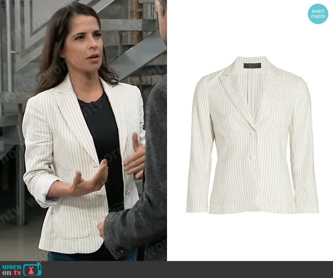 Rag and Bone Nancy Blazer in Blue Stripe worn by Sam McCall (Kelly Monaco) on General Hospital
