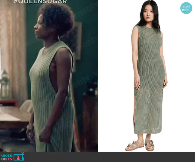 Rag and Bone Riley Dress in Sage Green worn by Nova Bordelon (Rutina Wesley) on Queen Sugar