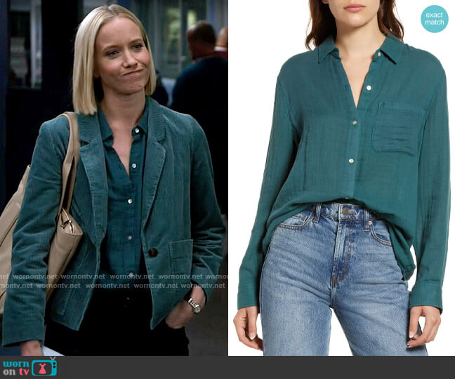 Rails Ellis Shirt in Aspen Grove worn by Hannah Asher (Jessy Schram) on Chicago Med