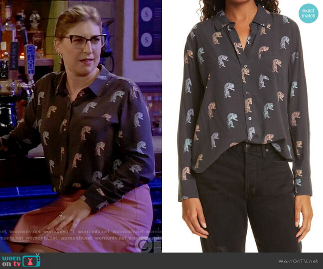 Rails Kathryn Shirt in Bengal Tiger worn by Kat Silver (Mayim Bialik) on Call Me Kat