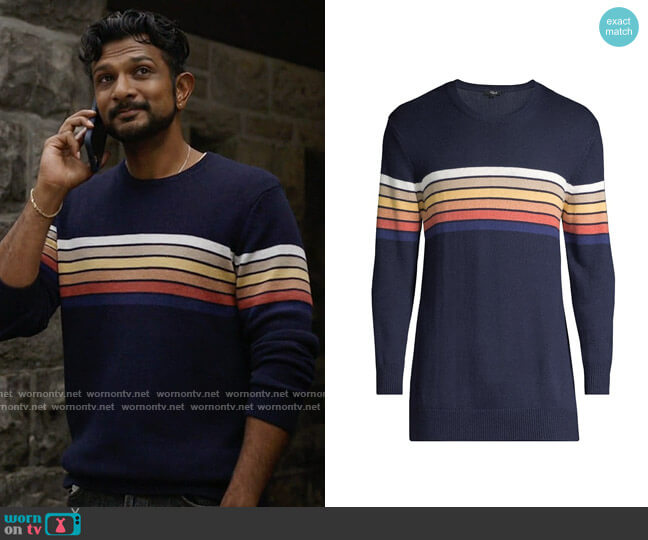 Rails Kurayo Sweater in Sunset worn by Jay (Utkarsh Ambudkar) on Ghosts