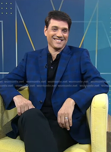 Ralph Macchio’s blue plaid blazer on Good Morning America