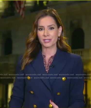 Rebecca’s navy double breasted blazer on Good Morning America