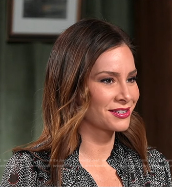 Rebecca’s printed ruffle blouse on Good Morning America