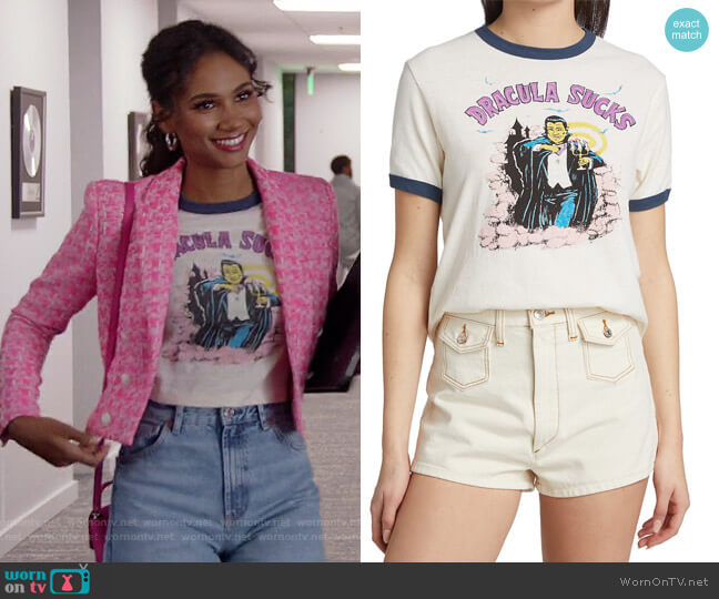 Re/done Dracula Sucks Tee worn by Layla Keating (Greta Onieogou) on All American