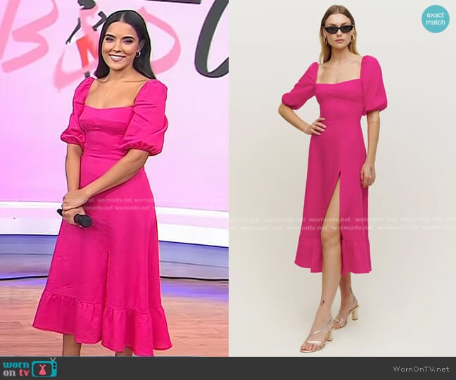 Reformation Belgium Linen Dress in Corvette worn by Linedy Genao on Today