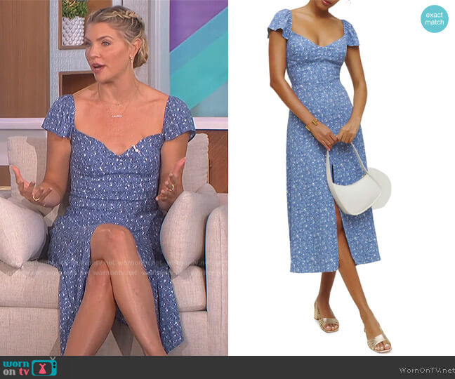 Reformation Baxley Dress in Eve worn by Amanda Kloots on The Talk