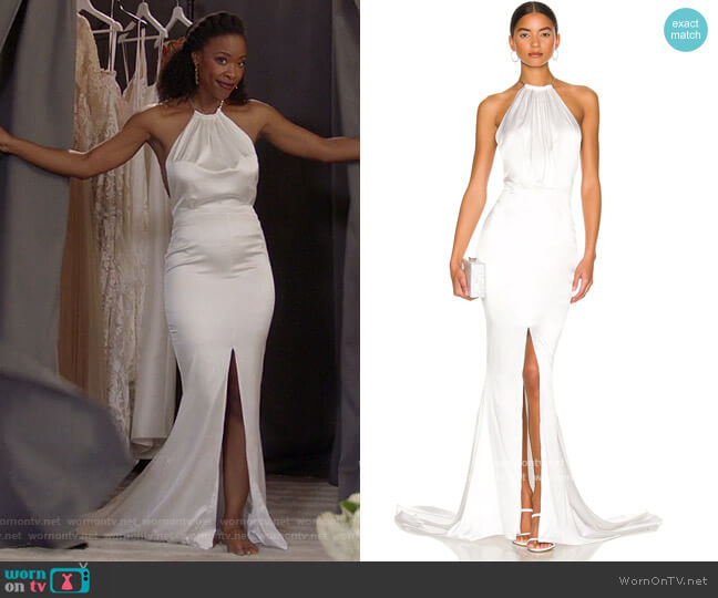 WornOnTV: Grace's white satin halter gown on All American