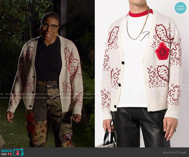 Rhude Intarsia-Knit Cardigan worn by Henrietta Wilson (Aisha Hinds) on 9-1-1