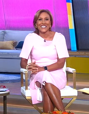 Robin’s pink asymmetric neck dress on Good Morning America