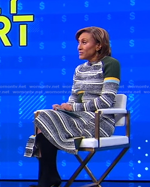 Robin’s striped ribbed sweater and skirt on Good Morning America