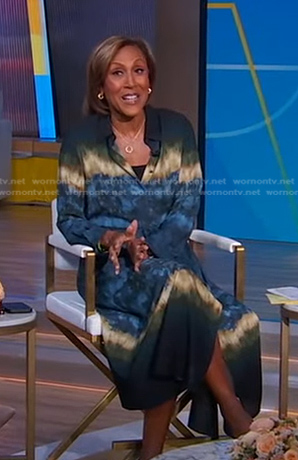 Robin’s tie dye shirtdress on Good Morning America