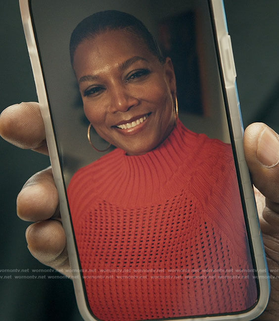 Robyn’s red  mock neck sweater on The Equalizer