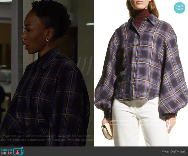 Rohe Ada Blouson-Sleeve Shirt worn by Carmen Moyo (Charmaine Bingwa) on The Good Fight