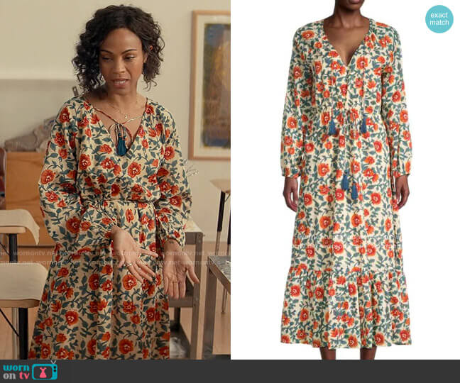 Roller Rabbit Rosetone Olaya Dress worn by Amy Wheeler (Zoe Saldana) on From Scratch