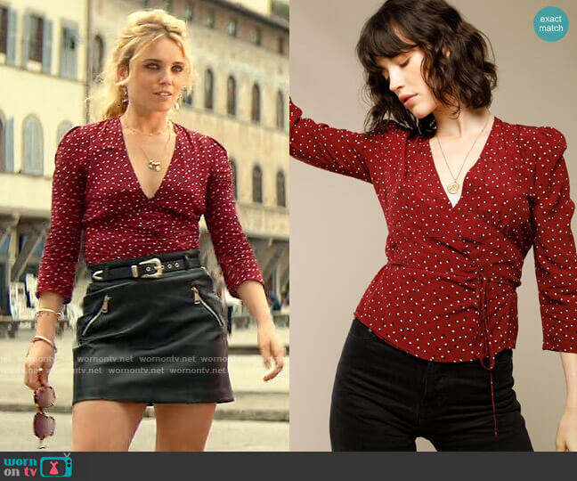 Rouje Anna Blouse in Bordeaux worn by Sloane (Ruby Kammer) on From Scratch