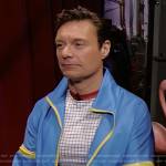 Ryan’s blue stripe jacket on Live with Kelly and Ryan