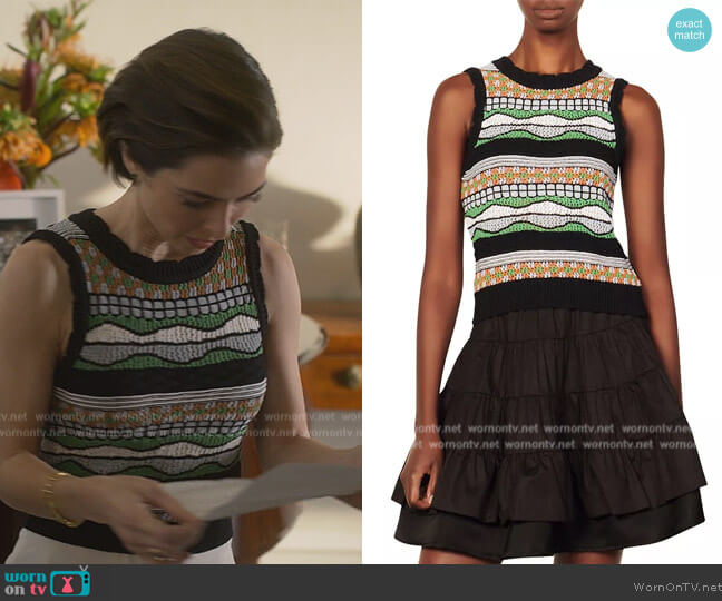 Sandro Timothee Sleeveless Sweater worn by Sarah Miller (Brooke Lyons) on Reasonable Doubt